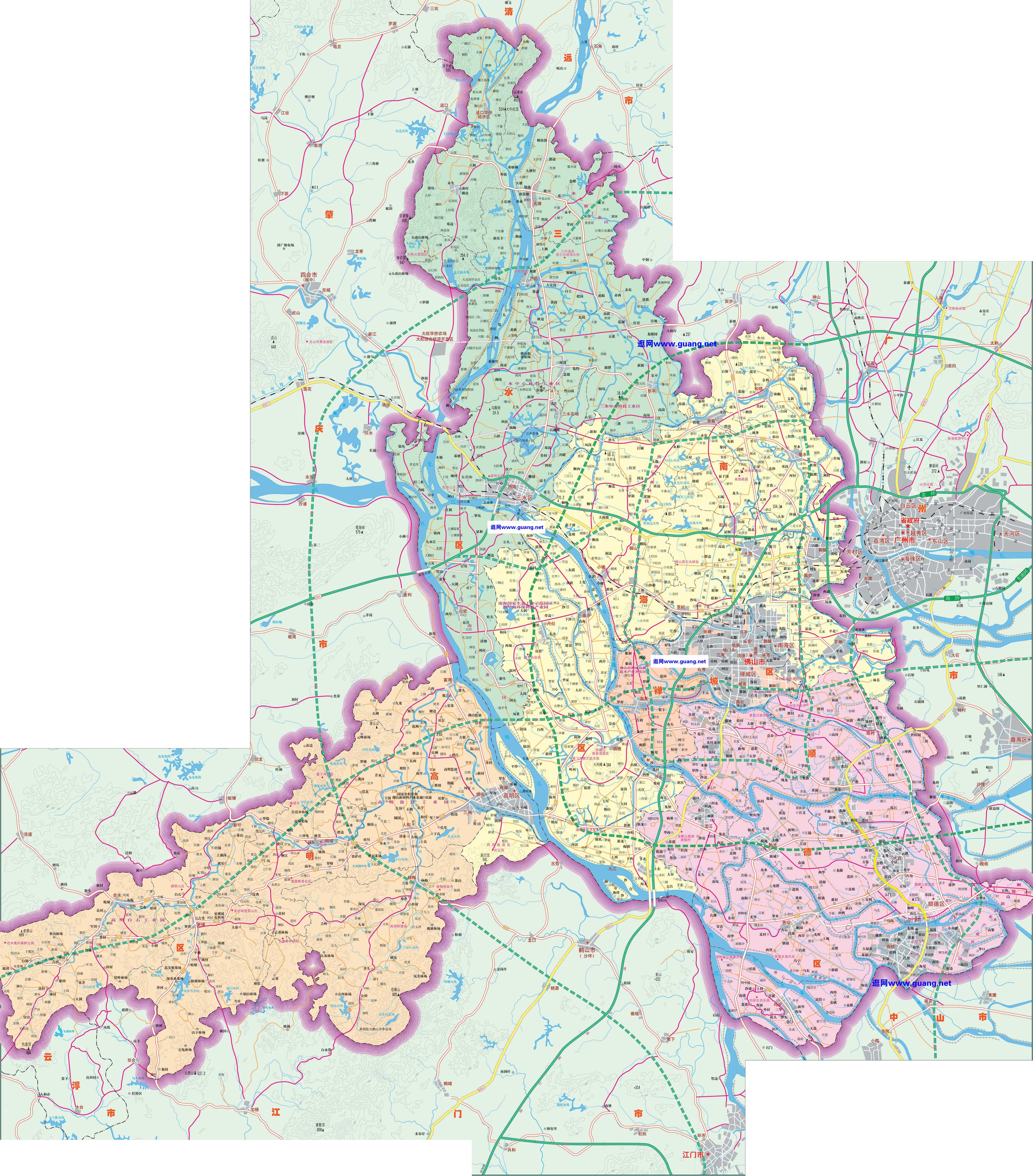 2015年版佛山地图,南海地图