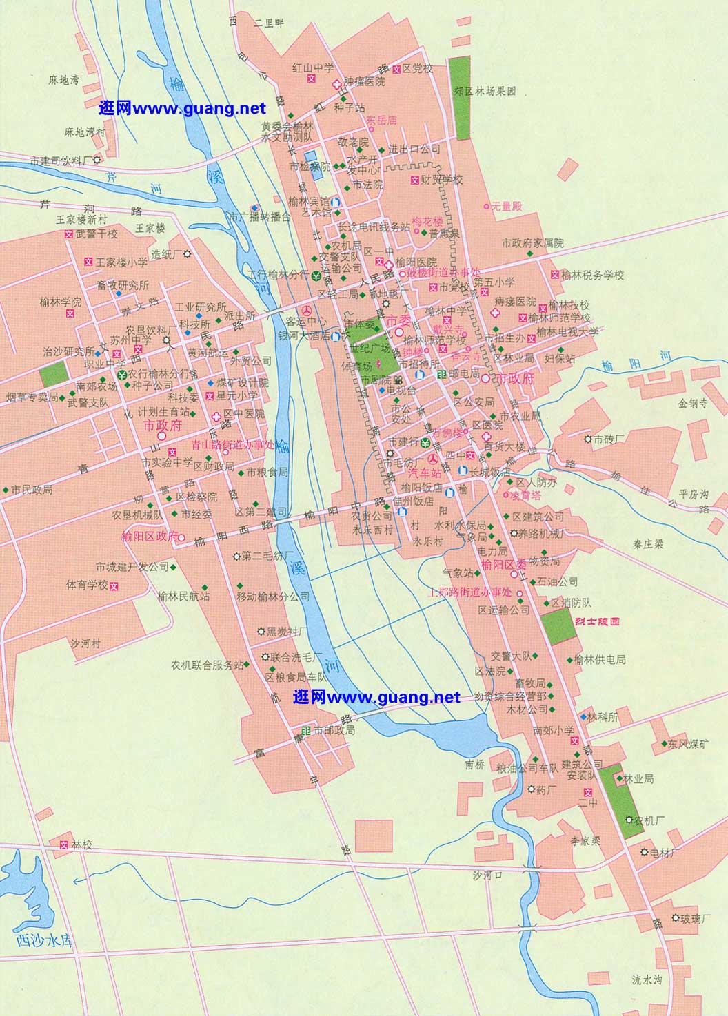 2015年版榆林市区地图